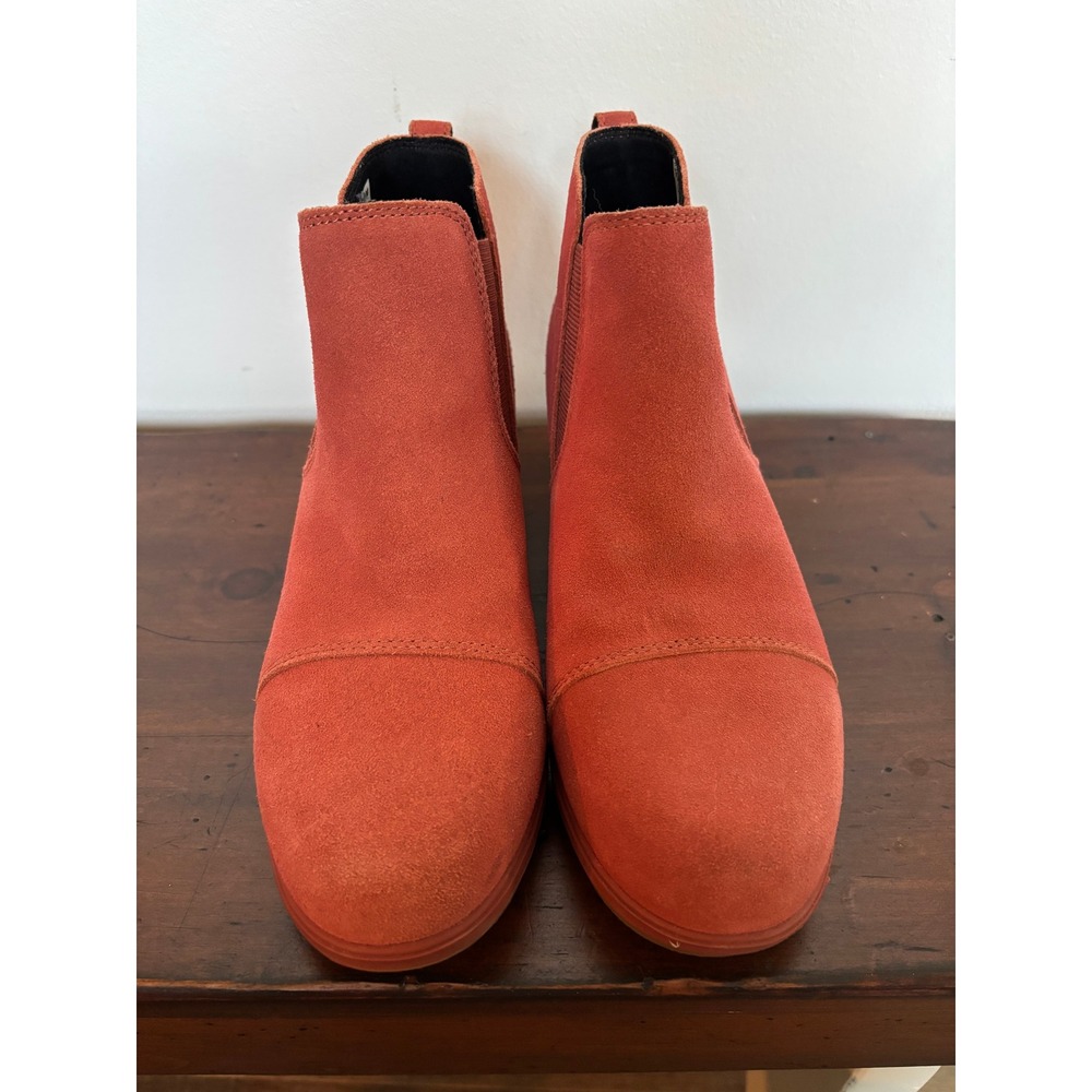 Sorel Womens Evie Pull-On Wedge Ankle Boots Orange Red Suede Utility Womens 9